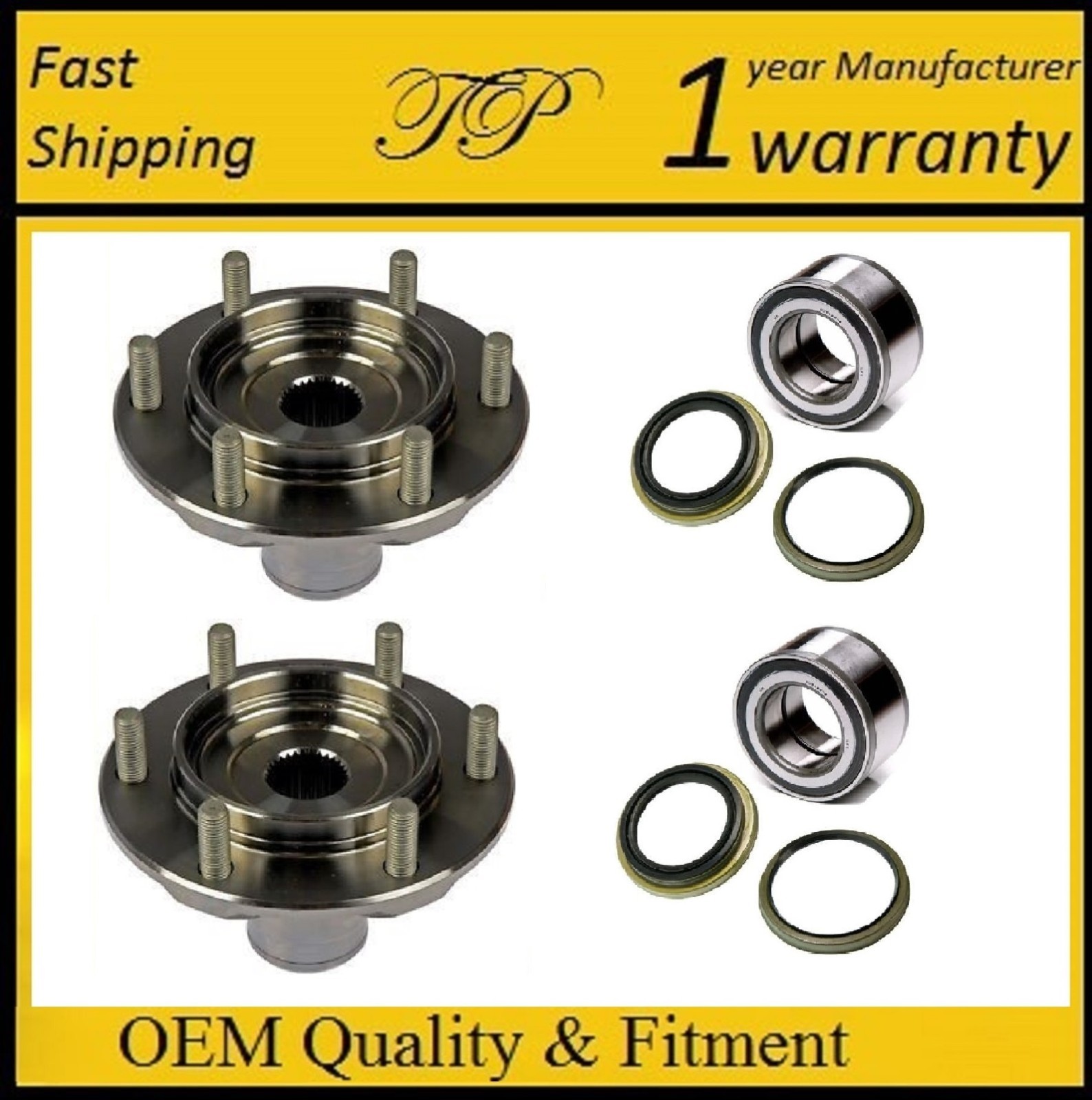 Front Wheel Hub & Bearing & Seal Kit For 2001-2004 Toyota TACOMA 6 Lug 4WD PAIR