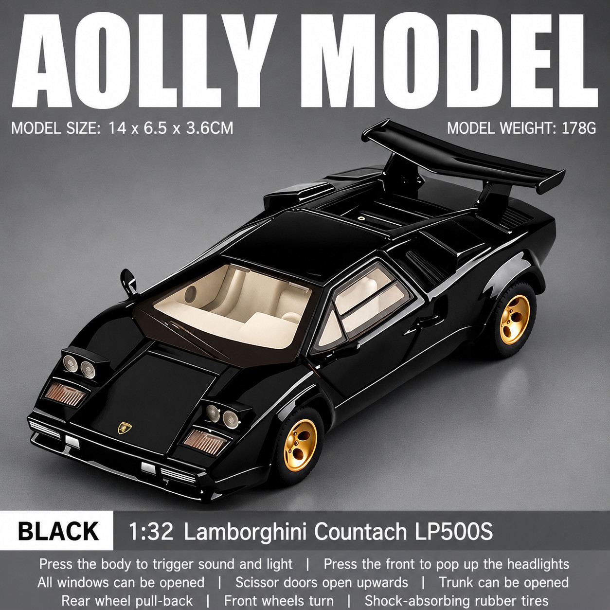 1:32 Lamborghini Countach LP500S & LBWK Diecast Model Car Collectible Toy Gift