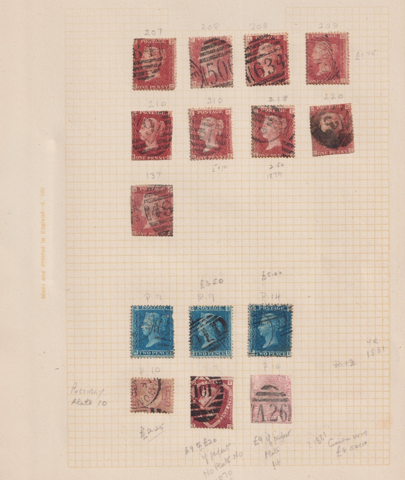 GB QV Stamps on a Page - Used GB QV Stamps on a Page - Used