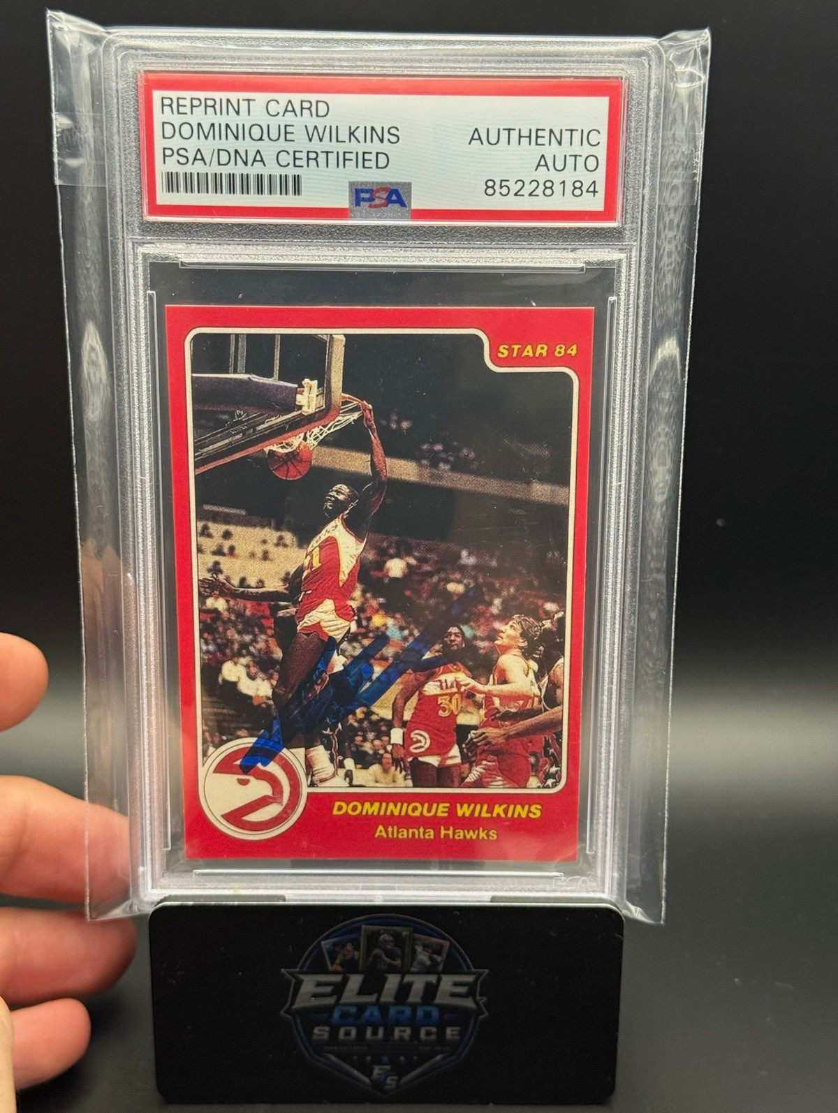The Star Co. 1984 Star 84 Dominique Wilkins #263 Reprint PSA/DNA Auto 85228184 The Star Co. 1984 Star 84 Dominique Wilkins #263 Reprint PSA/DNA Auto 85228184