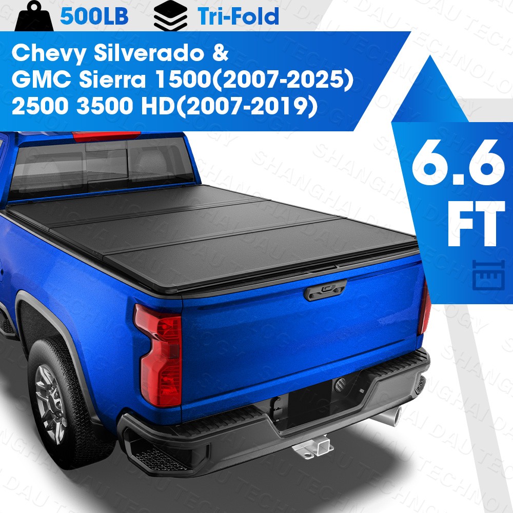 6.6FT Hard Tri-Fold Tonneau Cover Truck Bed for 07-26 Silverado/Sierra 1500