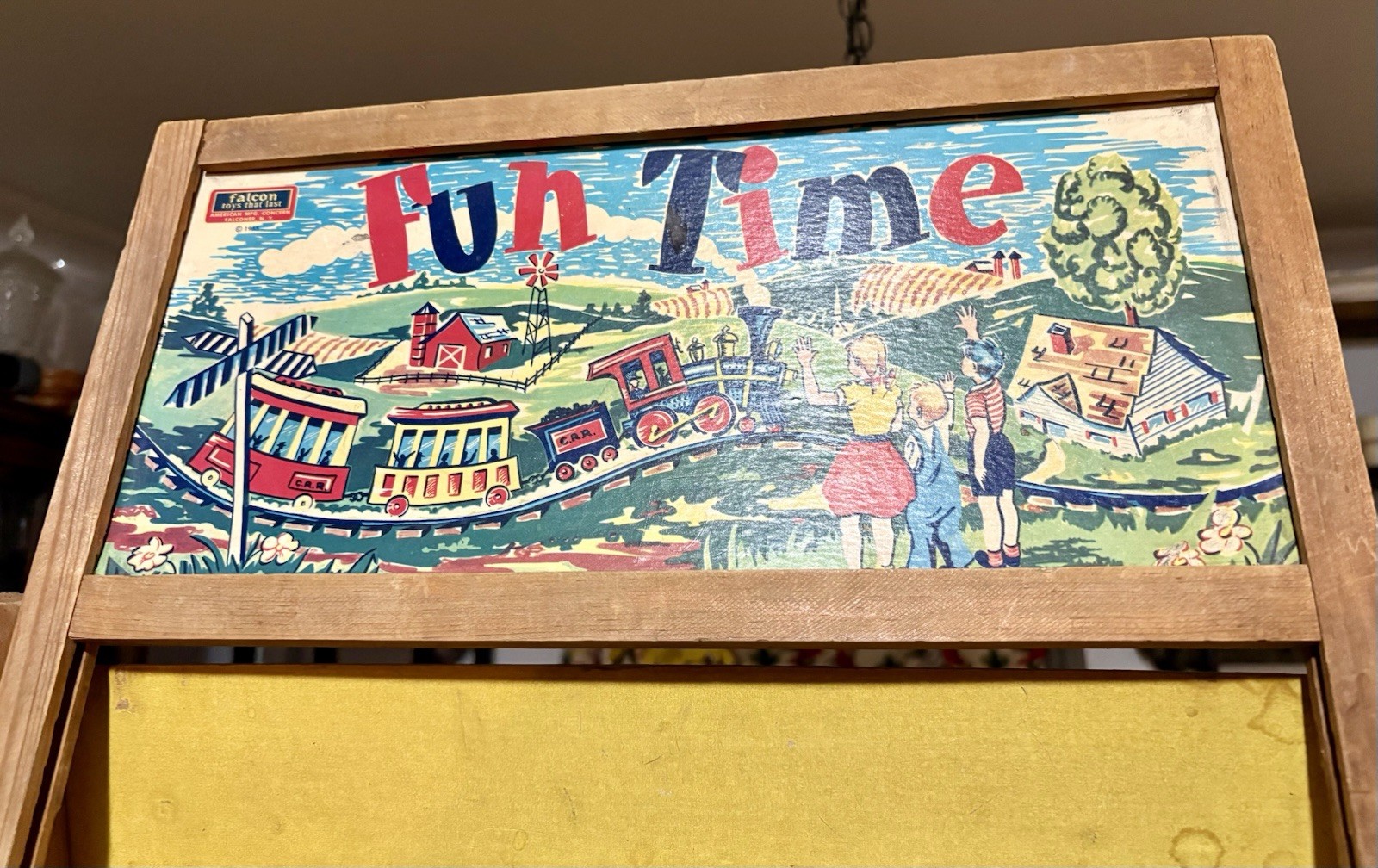 VINTAGE 1955 FALCON TOYS THAT LAST EASEL DESK CHALKBOARD FOR BOYS & GIRLS 37”