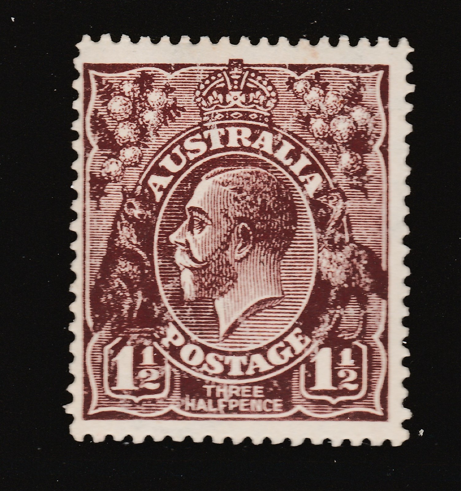 1918 KGV LMW 1½d BROWN MINT UNHINGED BW 86 $30.00