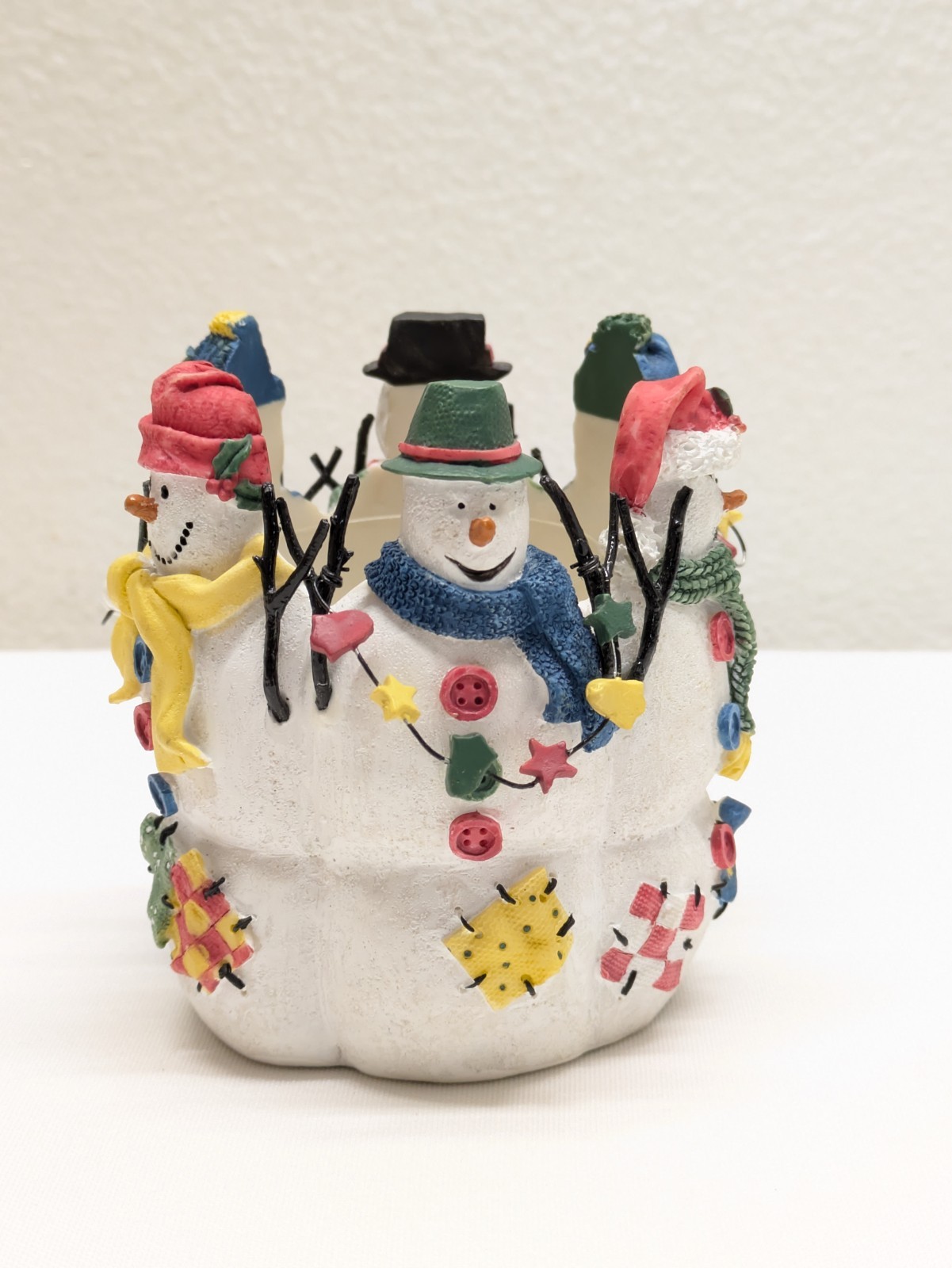 Vintage 1998 Avon Snowy Folks Snowman Votive Candle Holder  Christmas ☃️ 🕯️🕯️