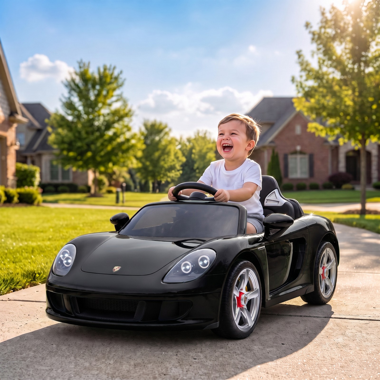 Qaba 12V Kids Ride On Car, Licensed Porsche Carrera GT with Remote, Black