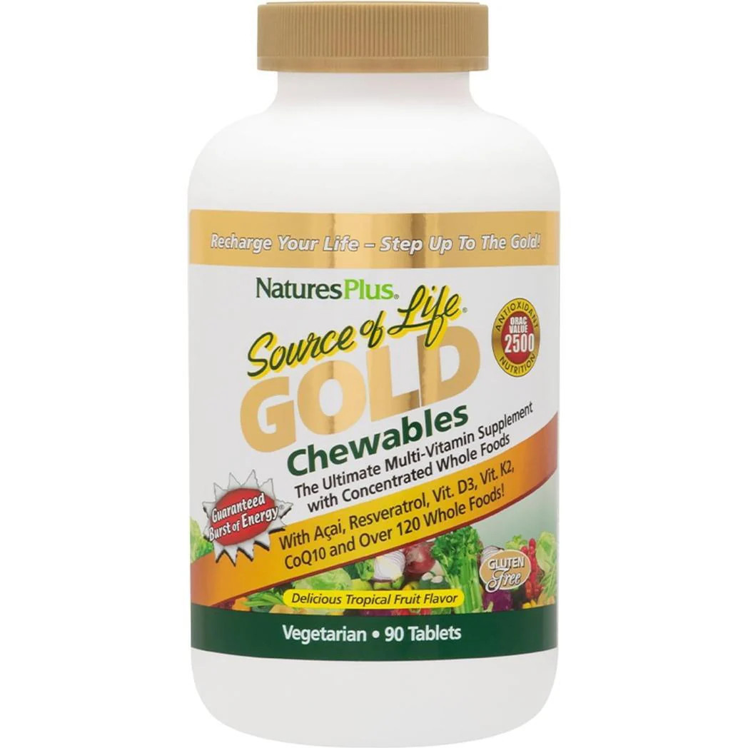 Natures Plus Source of Life Gold 90 Chewable Veg Tropical Fruit Flavor Nature's Natures Plus Source of Life Gold 90 Chewable Veg Tropical Fruit Flavor Nature's