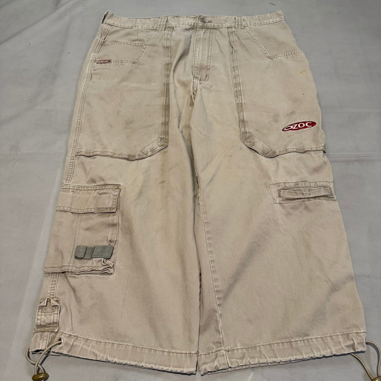 VTG Y2K Men Khaki Cargo Baggy Wide Parachute Gorpcore Skate JNCO Southpole -7575 VTG Y2K Men Khaki Cargo Baggy Wide Parachute Gorpcore Skate JNCO Southpole -7575