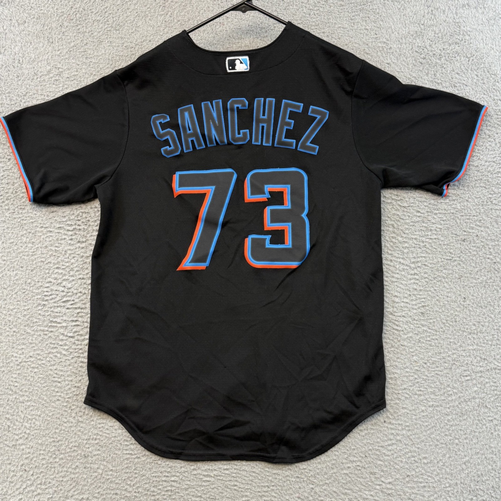 Miami Marlins Jersey Mens Large Black Jesus Sanchez Nike Authentic MLB Sport