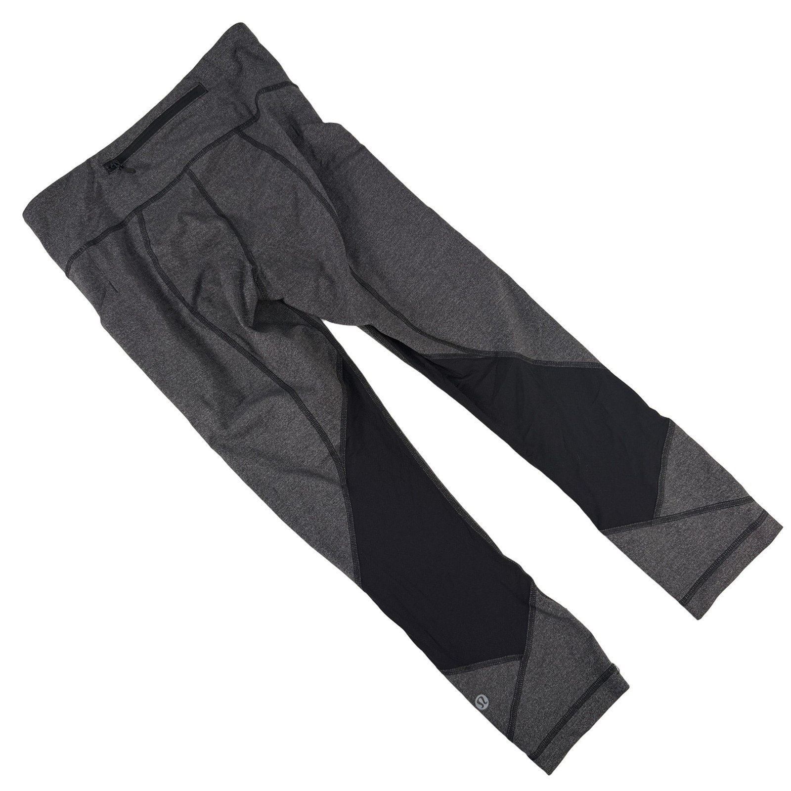 lululemon athletica Leggings Size 4 Gray Black Colorblock Zip Pocket Nylon Lycra
