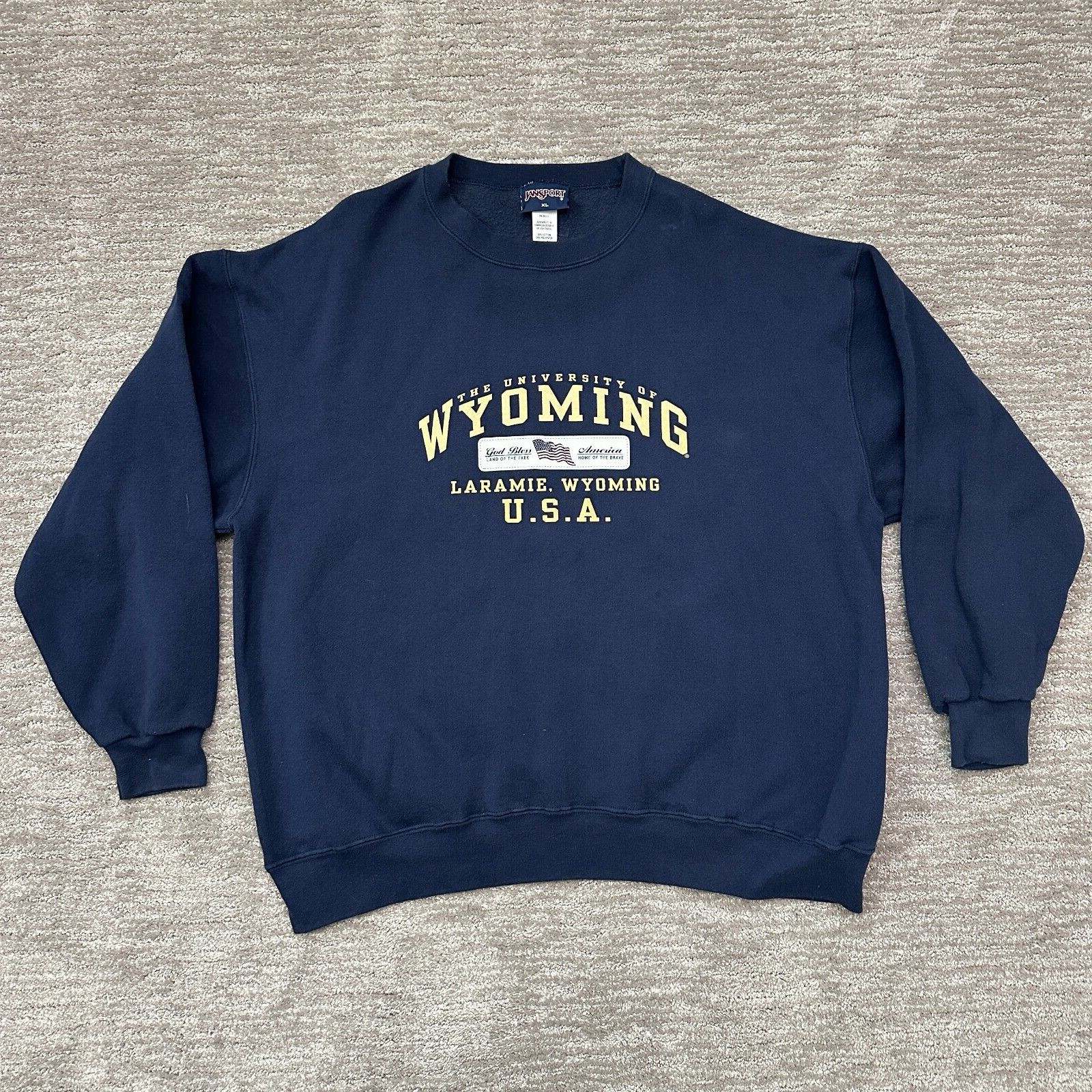 VTG University Of Wyoming Sweatshirt Mens XL Jansport 90s God Bless America USA VTG University Of Wyoming Sweatshirt Mens XL Jansport 90s God Bless America USA