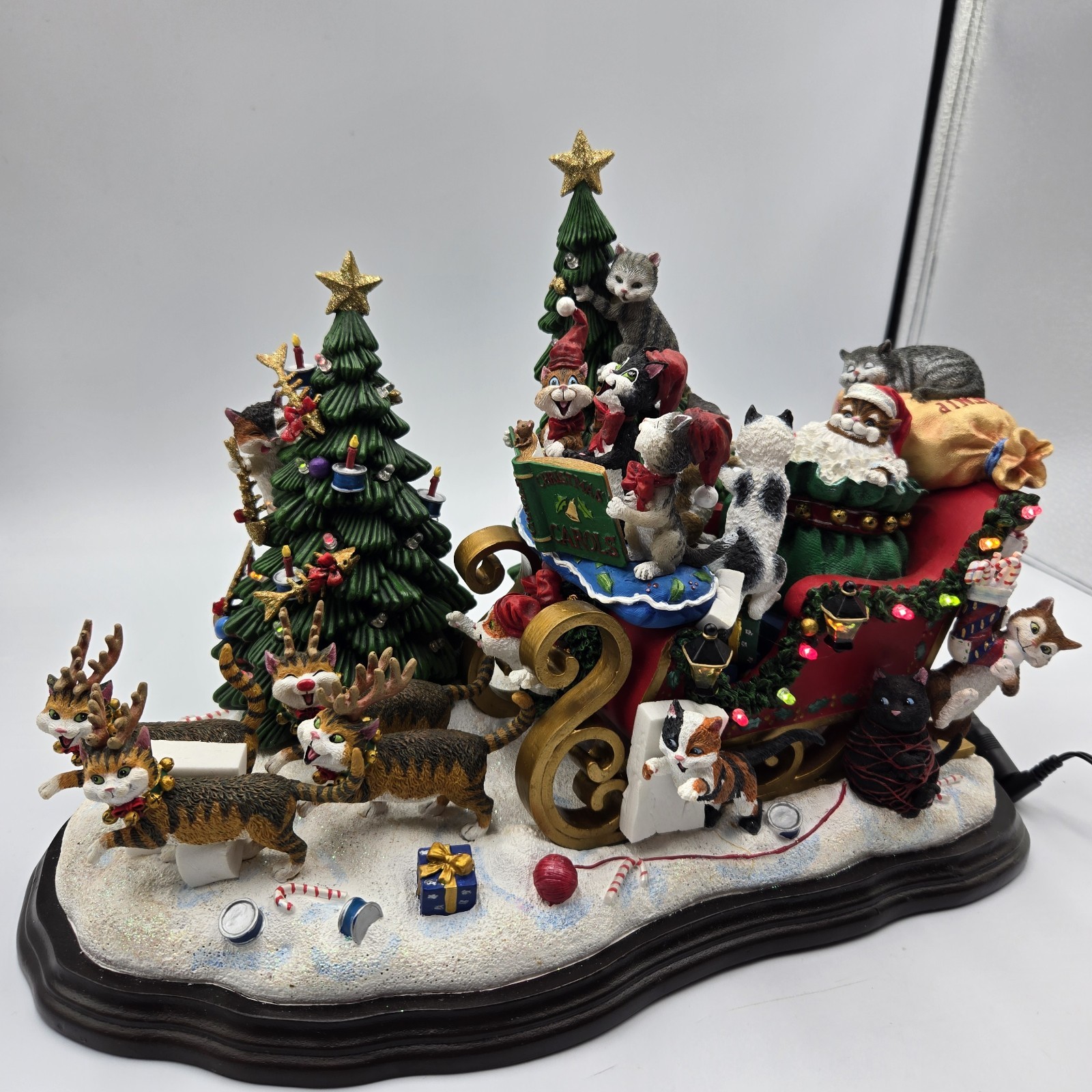Vtg Danbury Mint Comical Cats Christmas Sleigh Gary Patterson Rare Working HTF Vtg Danbury Mint Comical Cats Christmas Sleigh Gary Patterson Rare Working HTF