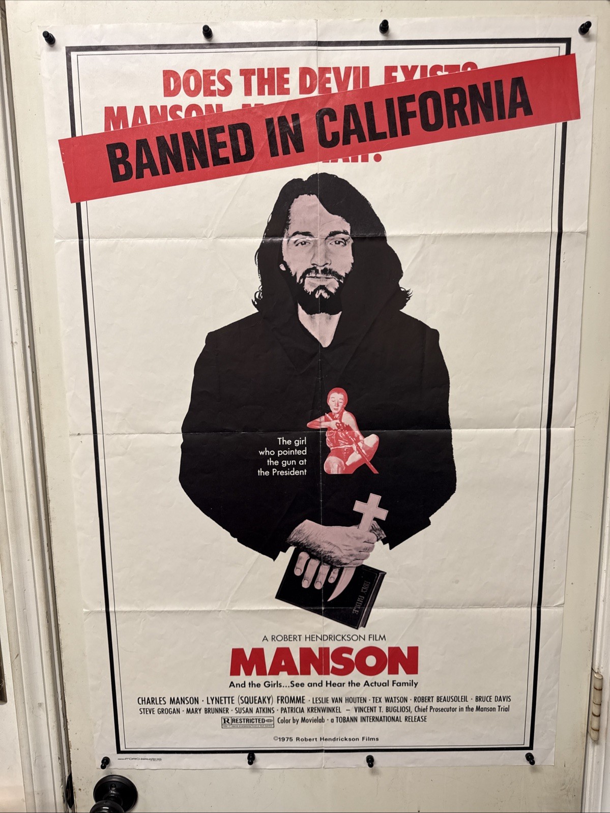 1975 Manson Original One Sheet Folded Movie Poster Charles Manson
