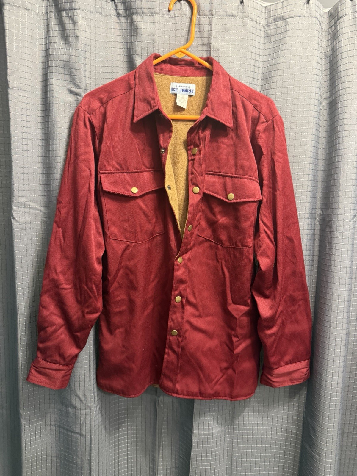 Vintage Haband’s Ice House Shirt Jacket Men’s Small Red Fleece Lined Snap Front