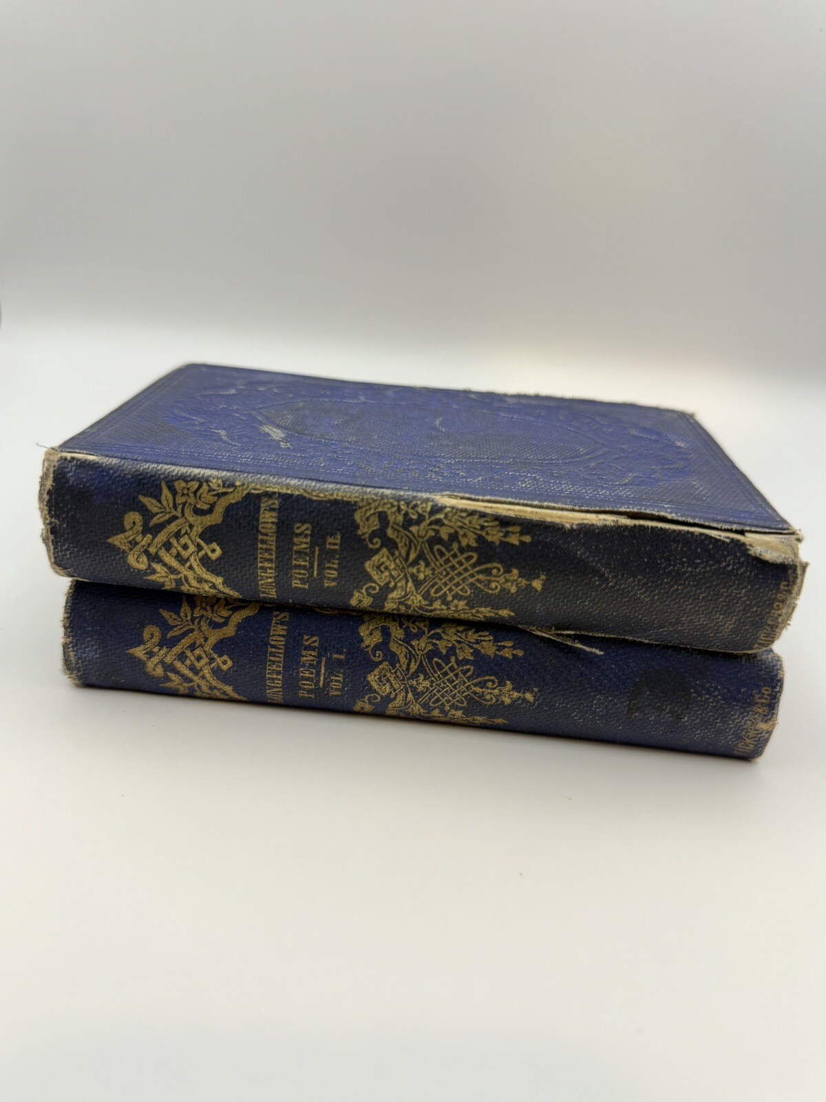 Longfellow’s Poems Vol 1 & 2 Ticknor & Fields 1856 Hardcover Antique Book Poetry
