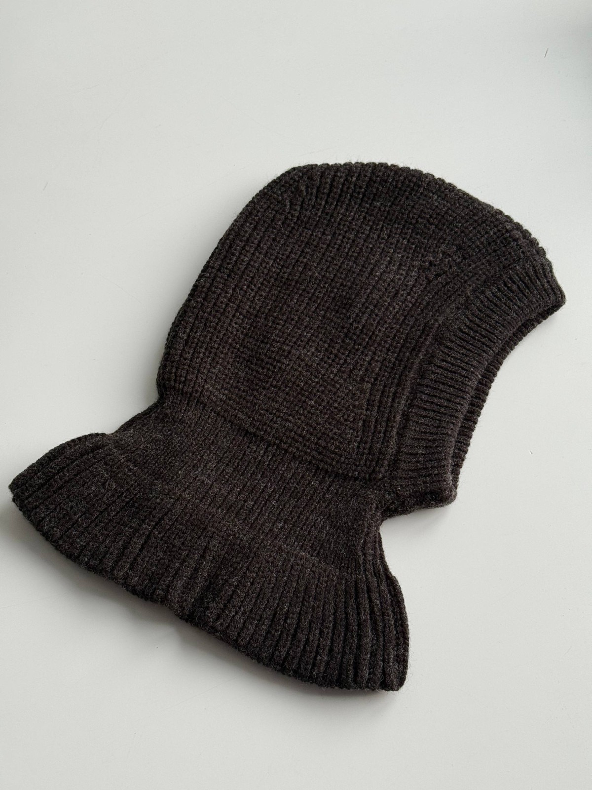 LEMAIRE ribbed-knit Lambs Wool + Alpaca Brown Balaclava Hat Brand new