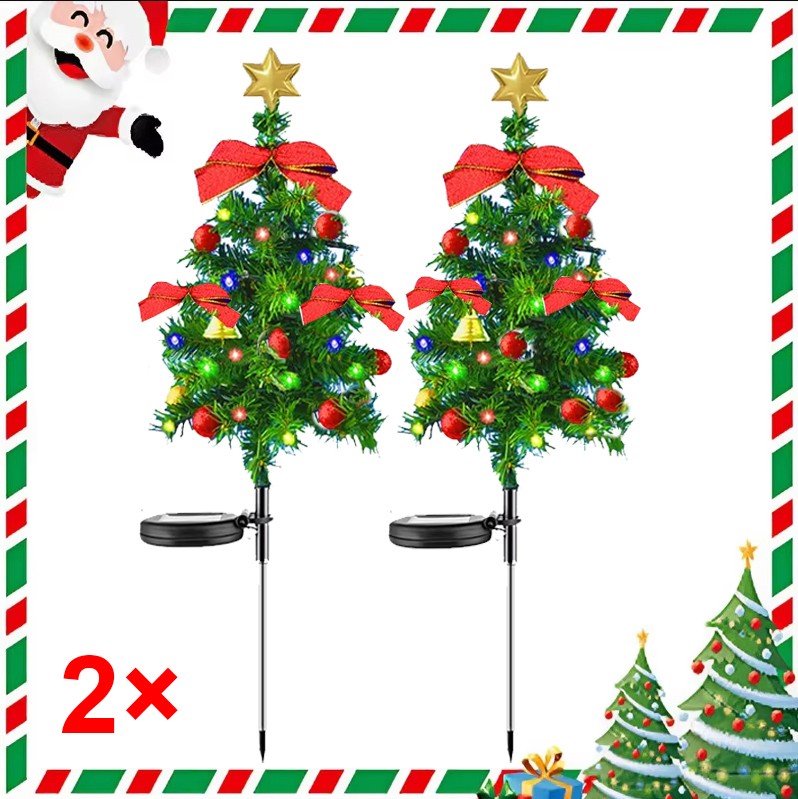 30” LED Christmas Tree Solar Light Stake Lamp Pathway Garden Outdoor Xmas Decor