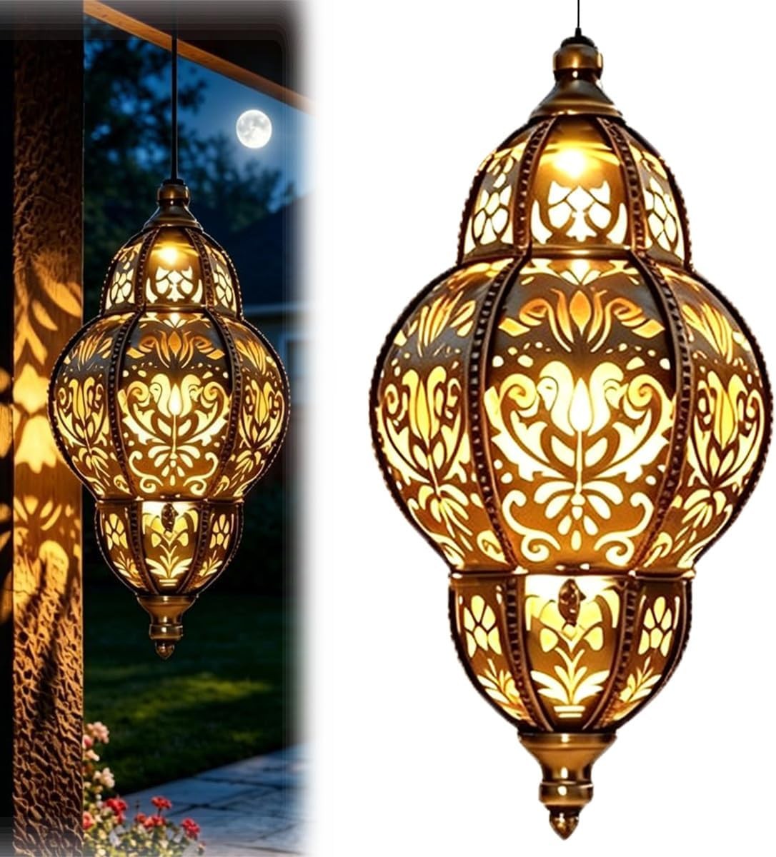 1/2/4x Hanging Solar Lights Outdoor Decor Solar Metal Lantern for Yard Garden US