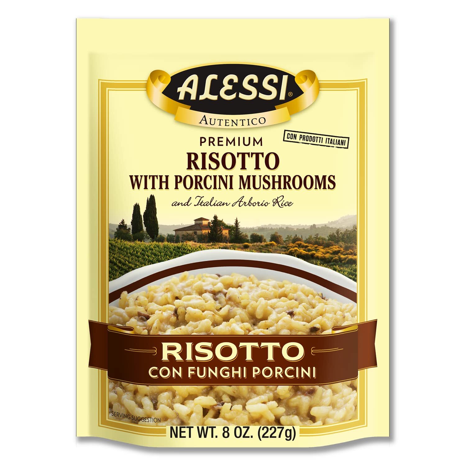 Alessi Risotto with Porcini Mushrooms 8 Ounce Pack of 6 Authentic Italian Dish