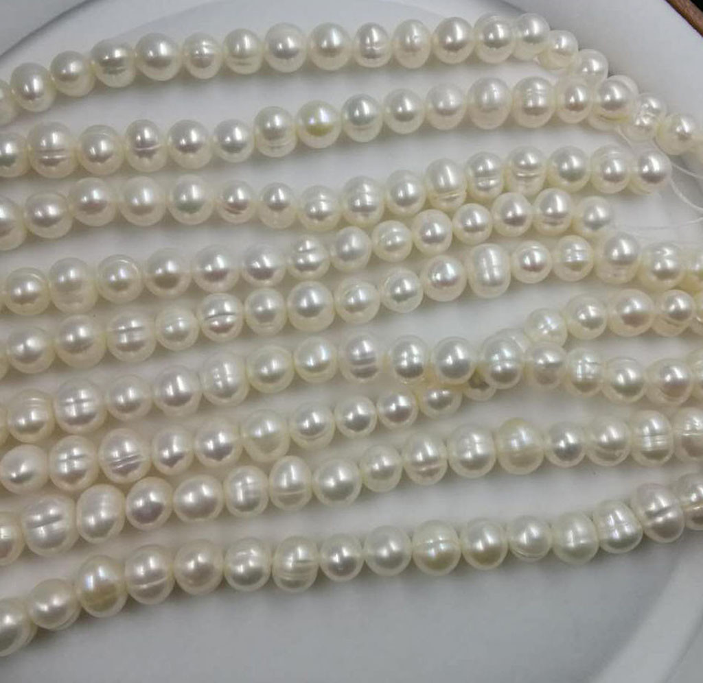 Wholesale 10 Strands Genuine 7-8mm Freshwater Cultured Pearl Loose Beads 15\'\'