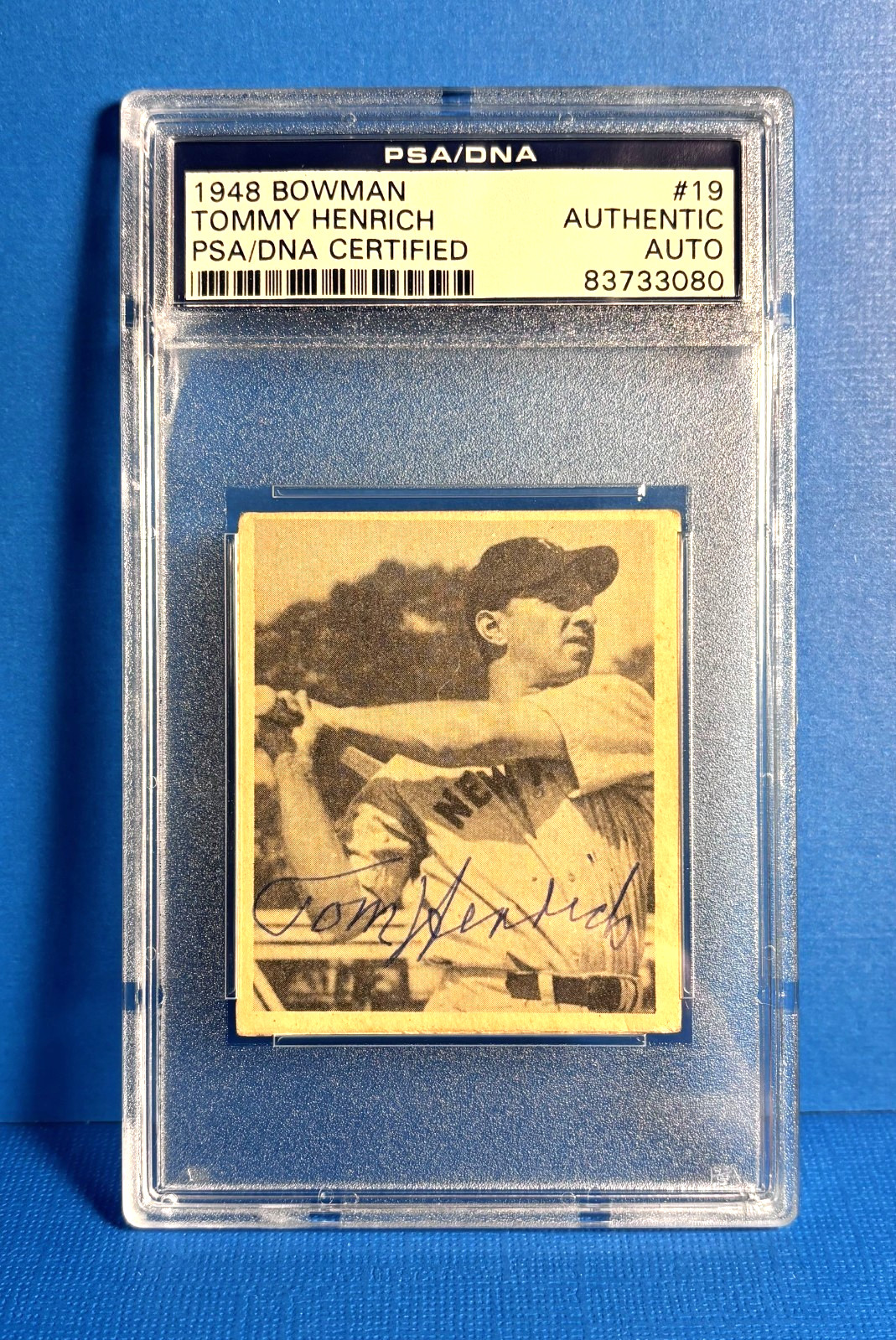 1948 Bowman Tommy Henrich RC Rookie AUTO PSA & JSA #19 RARE (Dec. 2009)