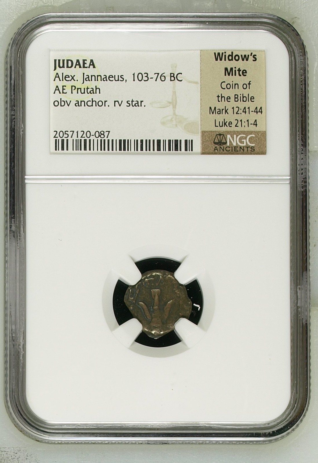 Widows Mite Ancient Coin NGC Certified * High Grade * Judean Prutah (103-76 BC)