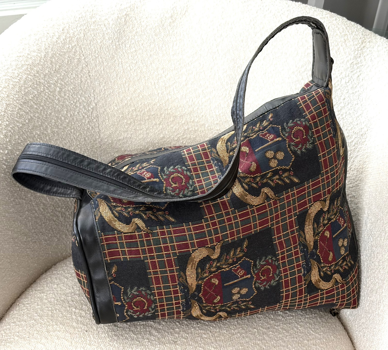 RARE Vintage Showline Chicago Tapestry Plaid Tartan Golf Back Sack USA Made