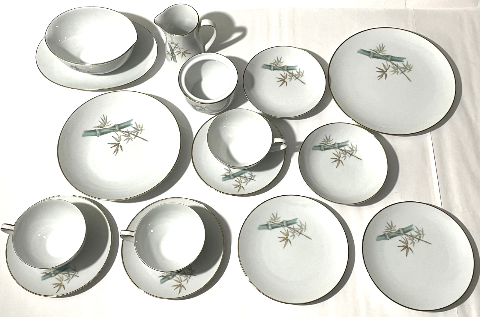 Vintage Disc Noritake China Oriental Bamboo #6341 Lot of (15) in Mint Condition.