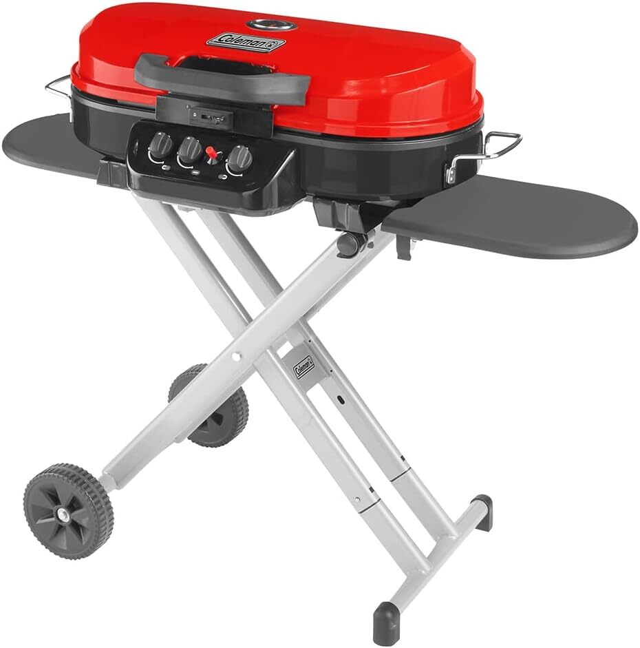 Coleman Roadtrip 285 Standup Propane Gas Grill Red, 3-Burner, 20K BTU