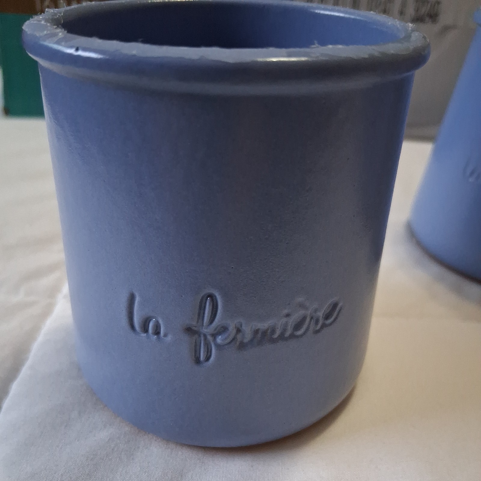 4  La Fermiere Yogurt Terra Cotta Pots Periwinkle Freezer, Oven, Micro Safe  