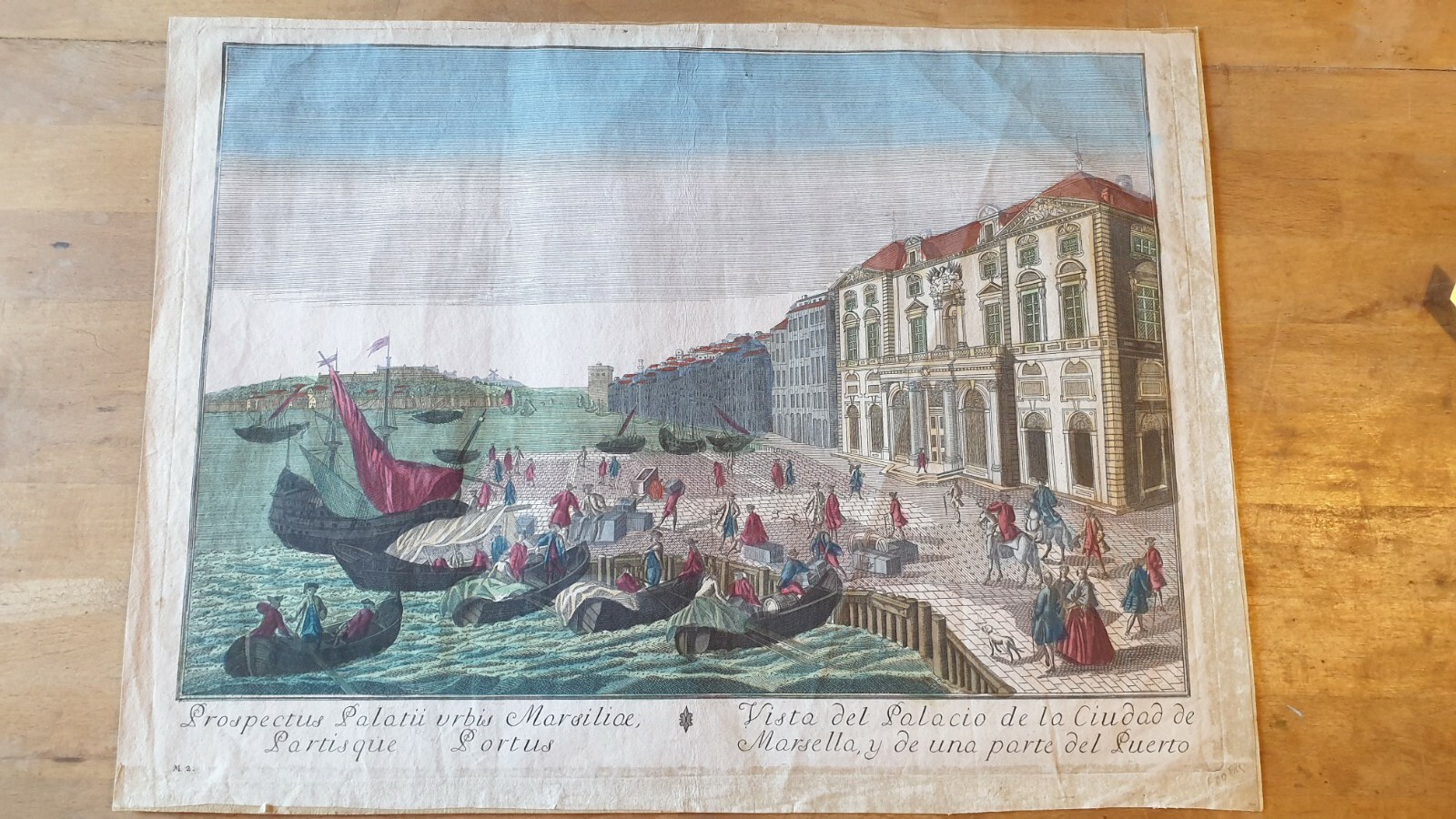 Engraving Port Marseille Palais Cité 19th Marsiliae Massilia 