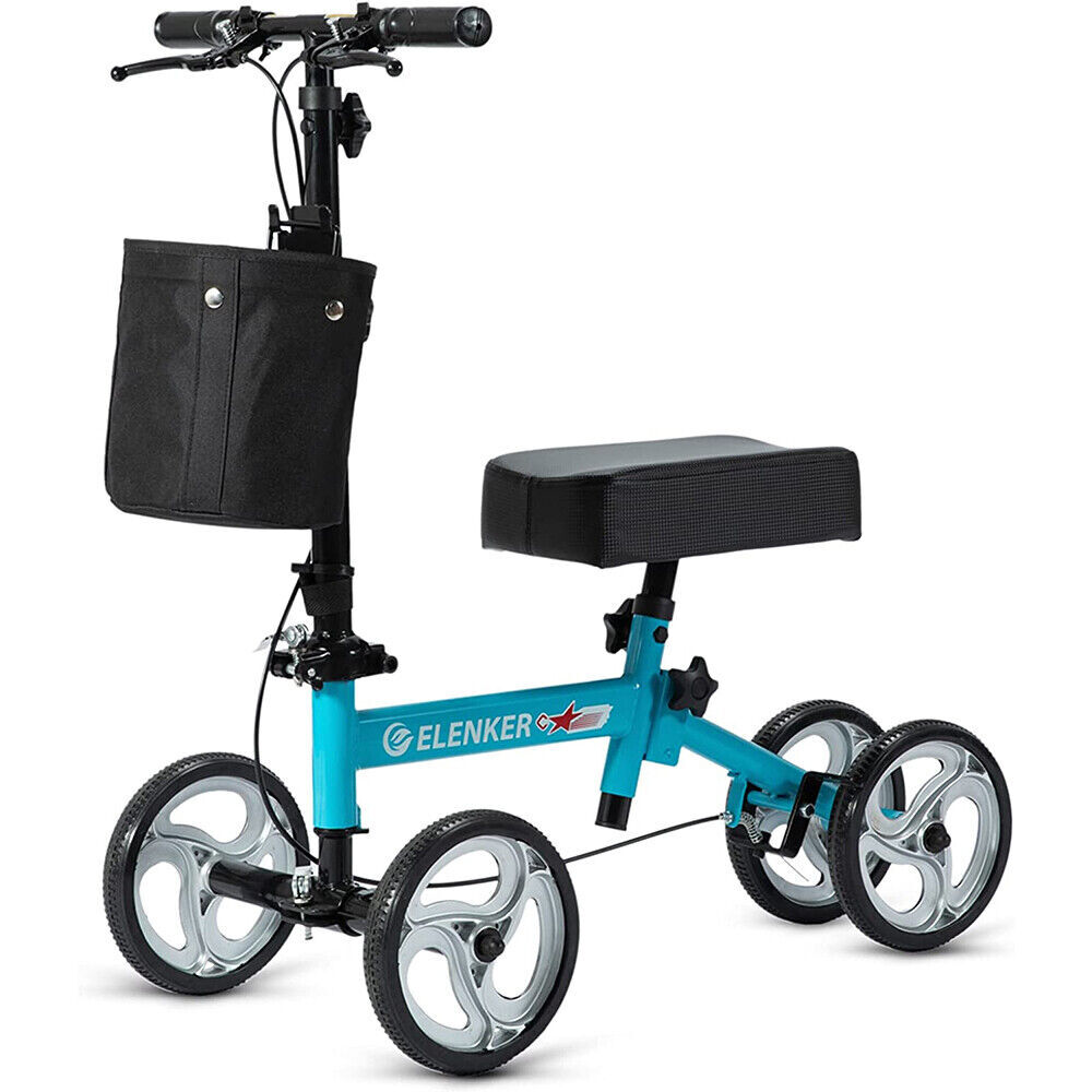 Deluxe ELENKER Knee Scooter Basket Dual Braking System For Ankle Foot Injured US