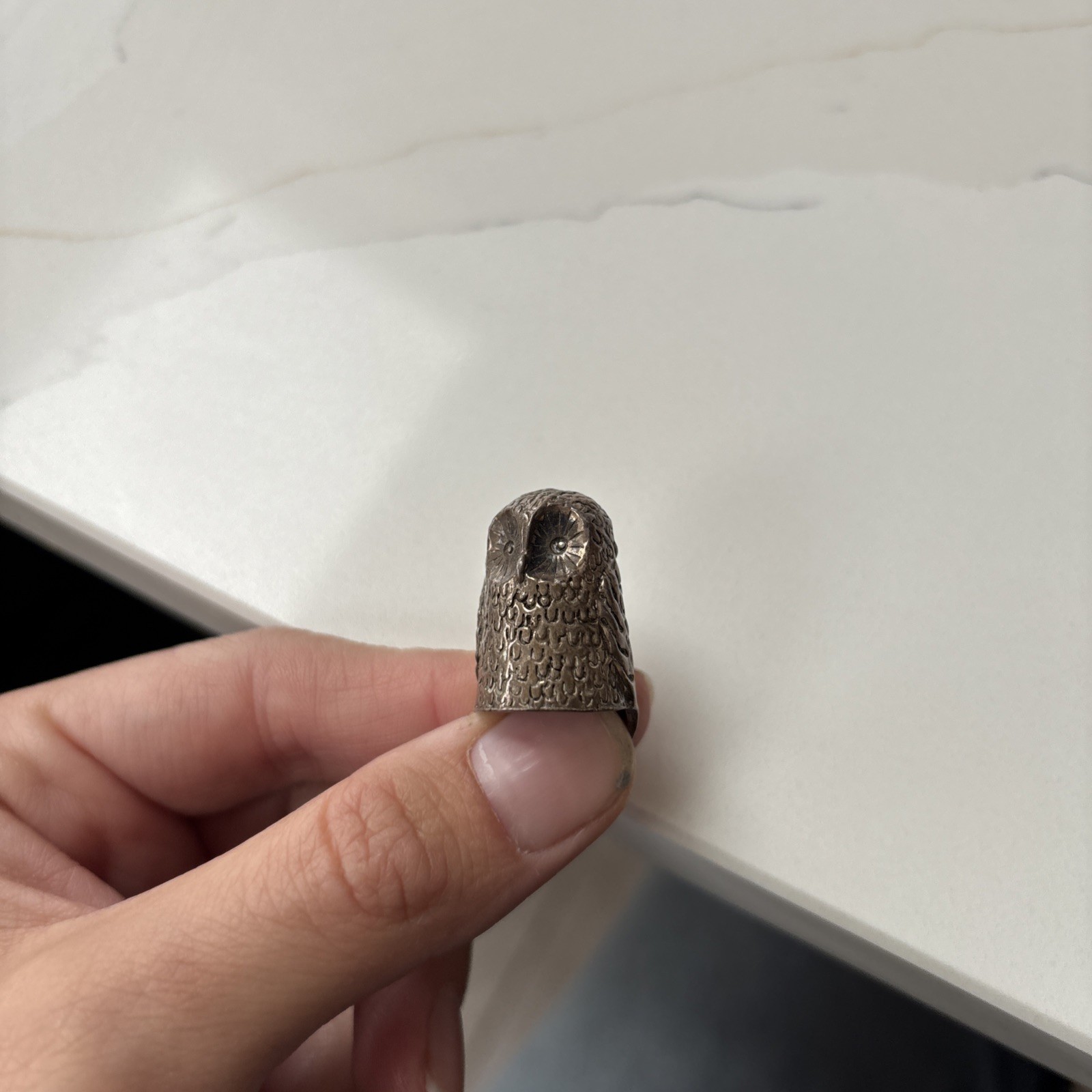 Stunning Vintage C & Co Sterling Silver Owl Thimble London Stunning Vintage C & Co Sterling Silver Owl Thimble London