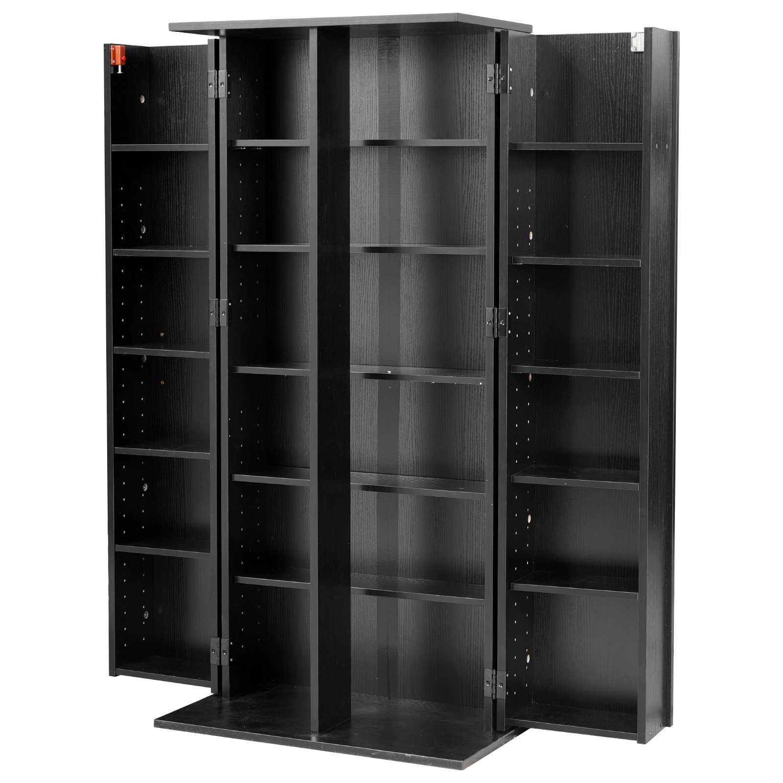 Uimoso 6-Tier Media Storage Cabinet with 24Compartments for DVDs and More, Black