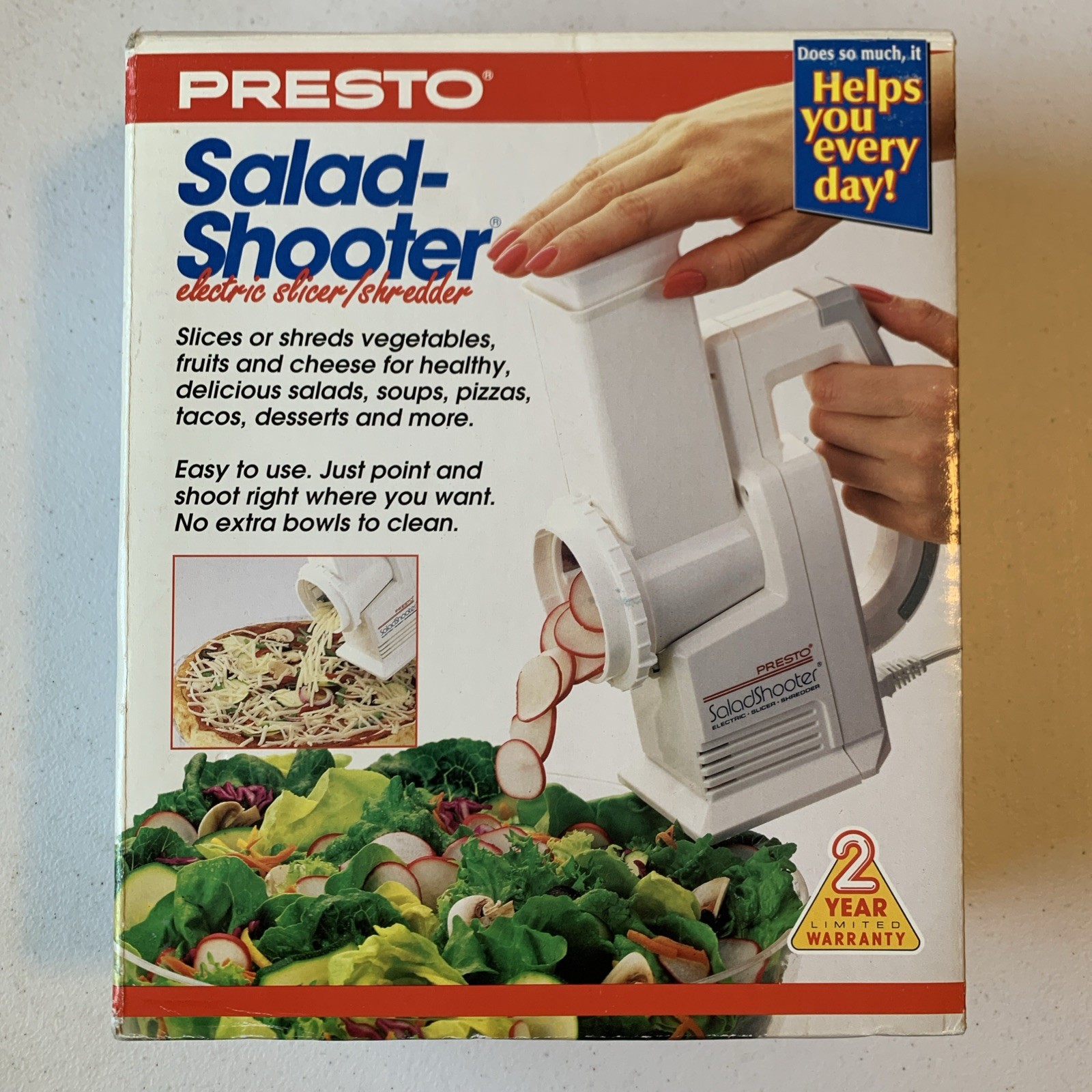 PRESTO Vintage 1993 Salad Shooter White Model 02910 New - Open Box PRESTO Vintage 1993 Salad Shooter White Model 02910 New - Open Box