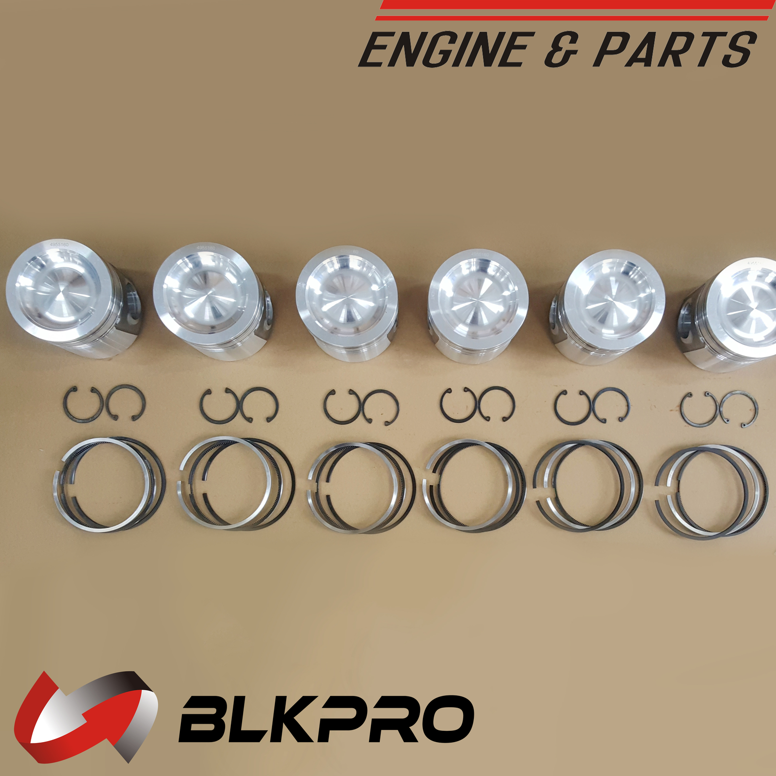 6* ENGINE PISTON + Ring Set 0.5mm 0.02\' Oversize For Dodge 6.7L Cummins 07-17