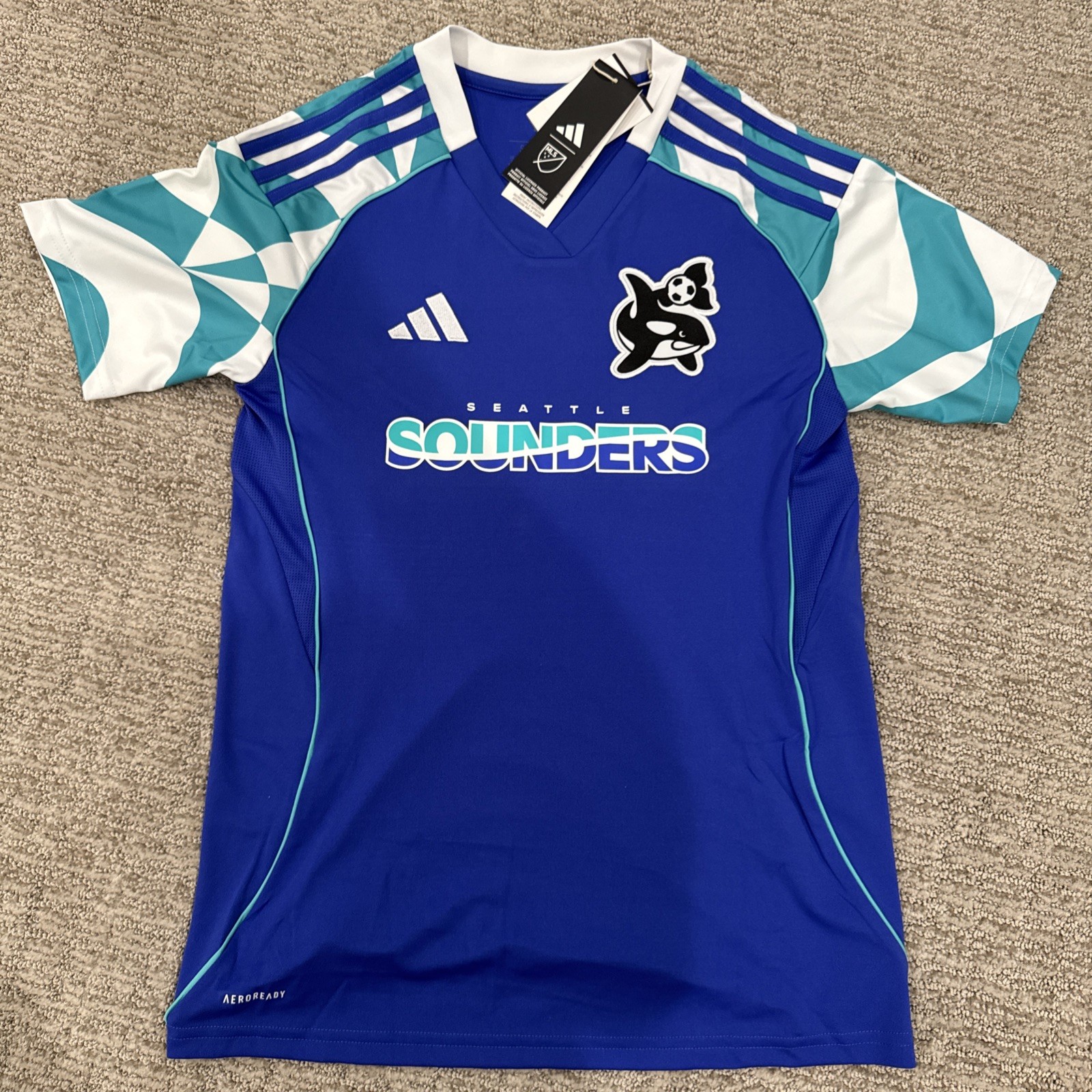 NWT Adidas Seattle Sounders 25/26 AeroReady Third Orca Soccer Jersey W Small