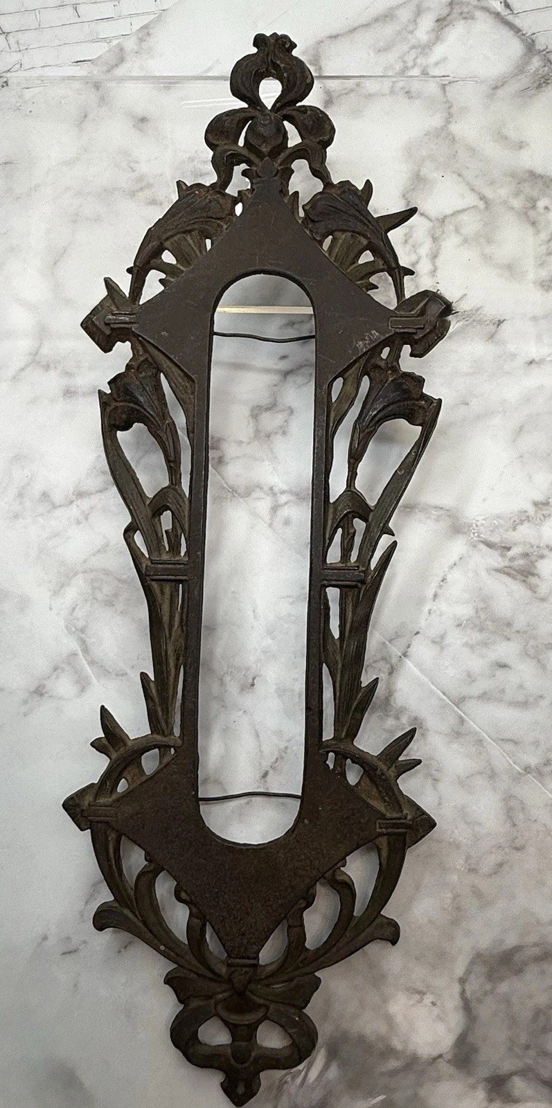 Antiq Victorian Cast Iron Push Plate Door Guard Architectural Style German 11.5” Antiq Victorian Cast Iron Push Plate Door Guard Architectural Style German 11.5”