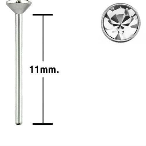 925 Sterling Silver Straight L Bend Nose Stud Ring 1MM  1.5MM 2MM 2.5MM CZ 22G