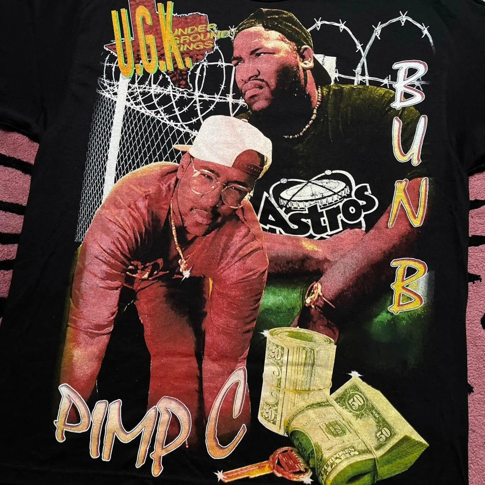 Vintage UGK Bun B & Pimp C T-shirt Tour Concert ASL037 