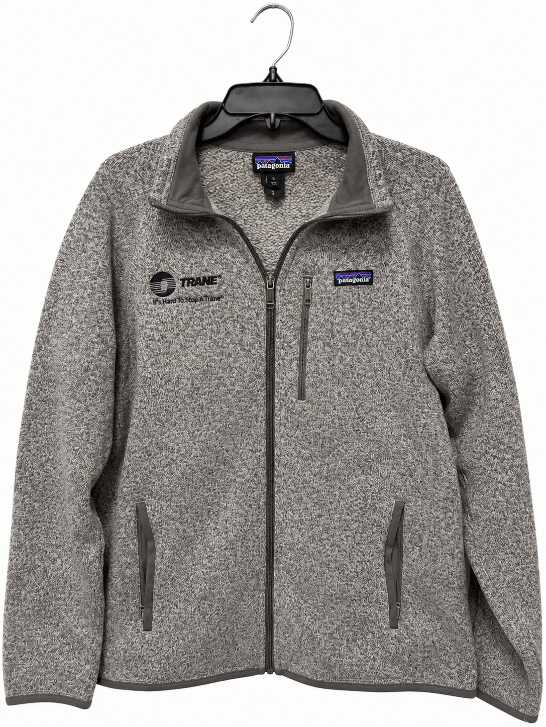 PATAGONIA BETTER SWEATER MEN\'S L GRAY FULL ZIP FLEECE JACKET TRANE LOGO