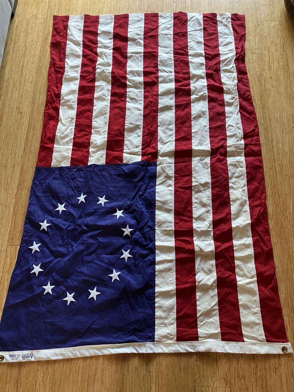 Vintage Annin Bulldog Cotton Betsy Ross Flag 13 Star Sewn Embroidered USA 4x6 FT Vintage Annin Bulldog Cotton Betsy Ross Flag 13 Star Sewn Embroidered USA 4x6 FT