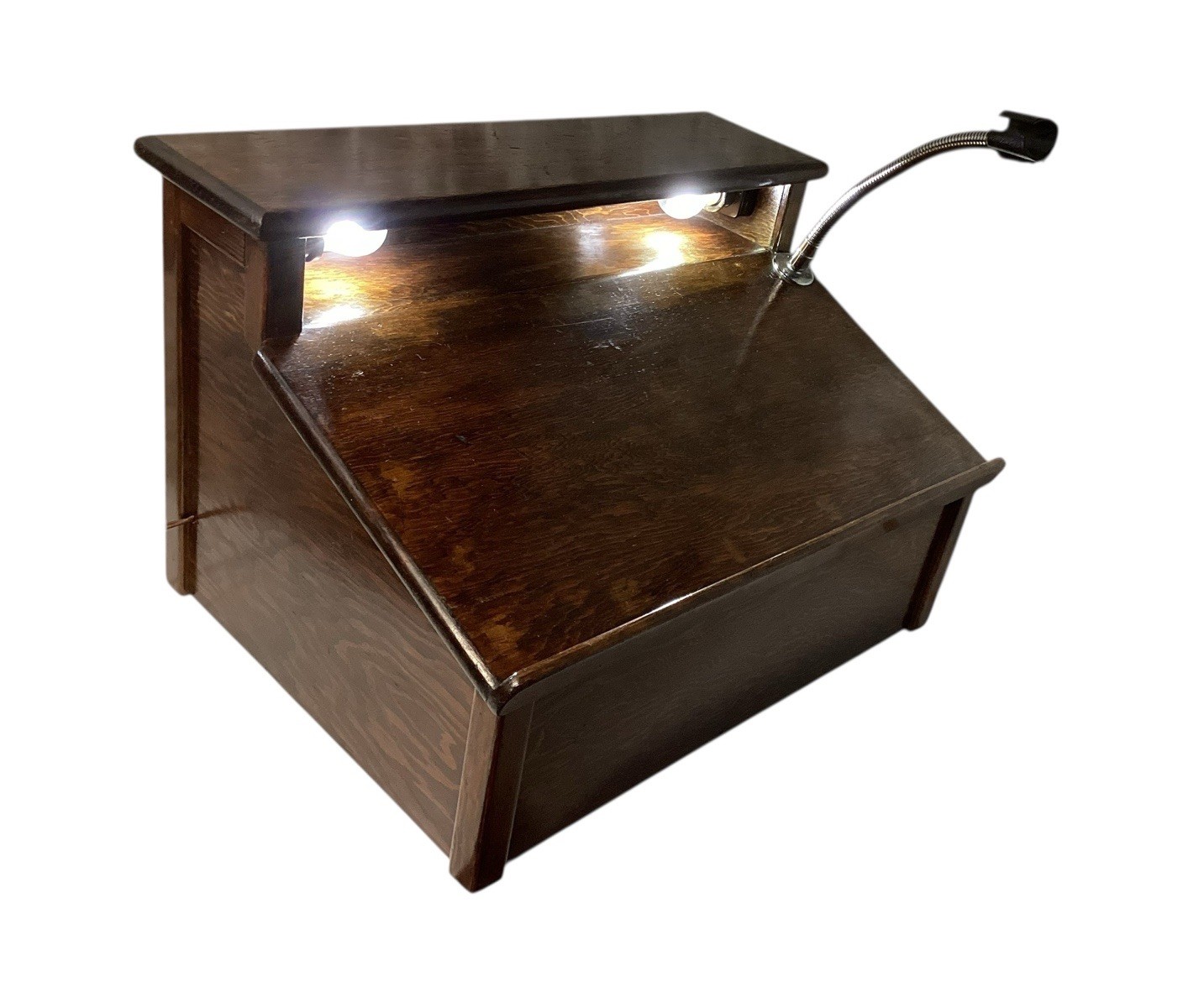 VTG Wooden Tabletop Podium Lectern Lighted Reading Mic Stand Portable Conference