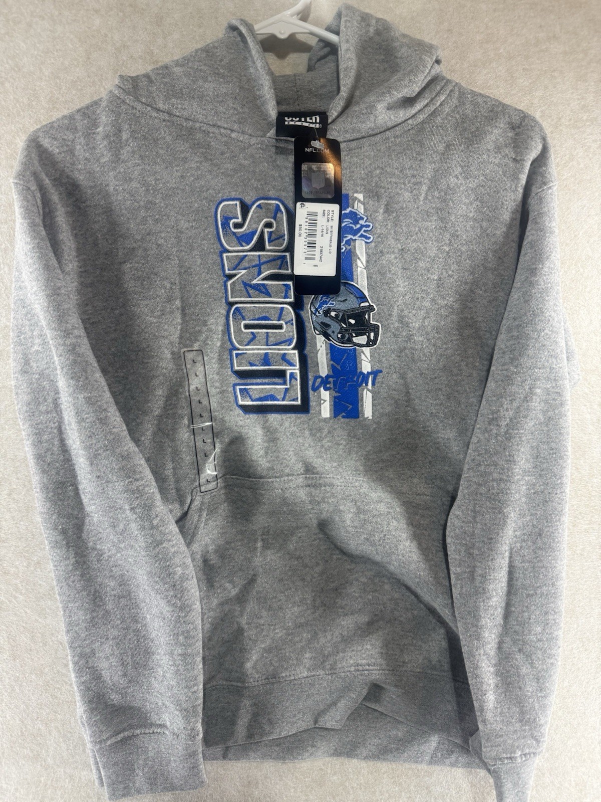 NWT OuterStuff Detroit Lions NFL Youth Kids Pullover Hoodie Sweatshirt L