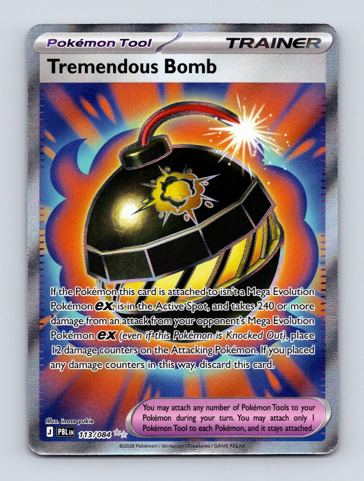 Tremendous Bomb 113/084 Ultra Rare Pitch Black Pokemon Holo Near Mint Tremendous Bomb 113/084 Ultra Rare Pitch Black Pokemon Holo Near Mint