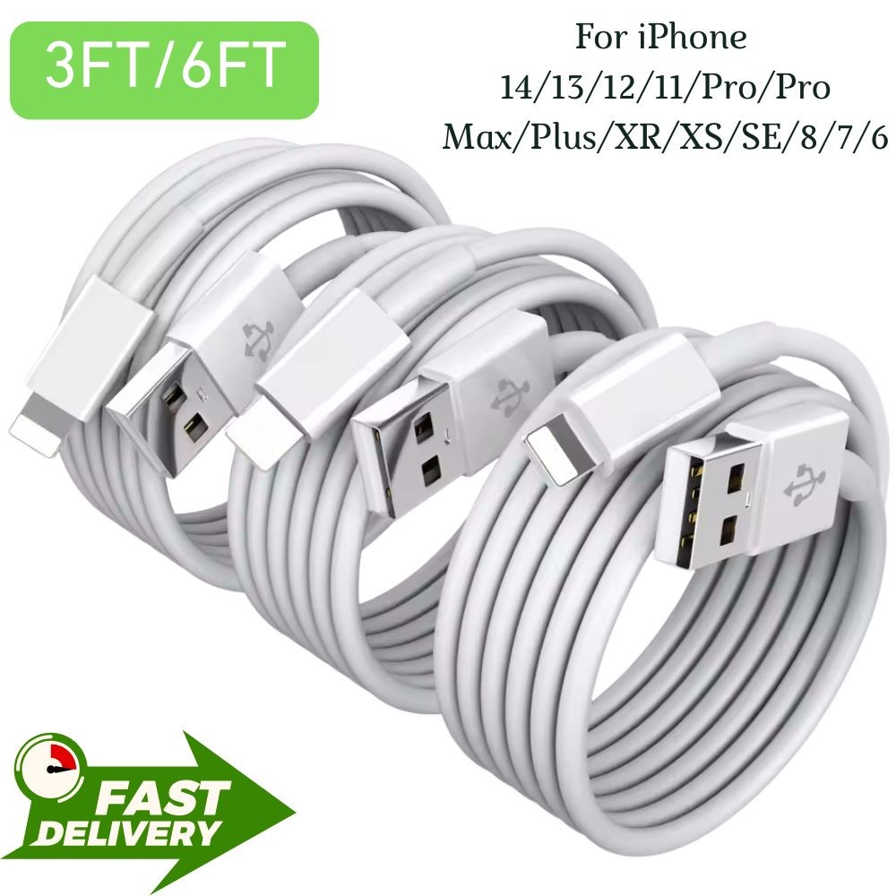 USB Fast Charger Cable 3Ft 6Ft Cord For iPhone 14 13 12 11 Pro XS XR X 8 7 6 Lot