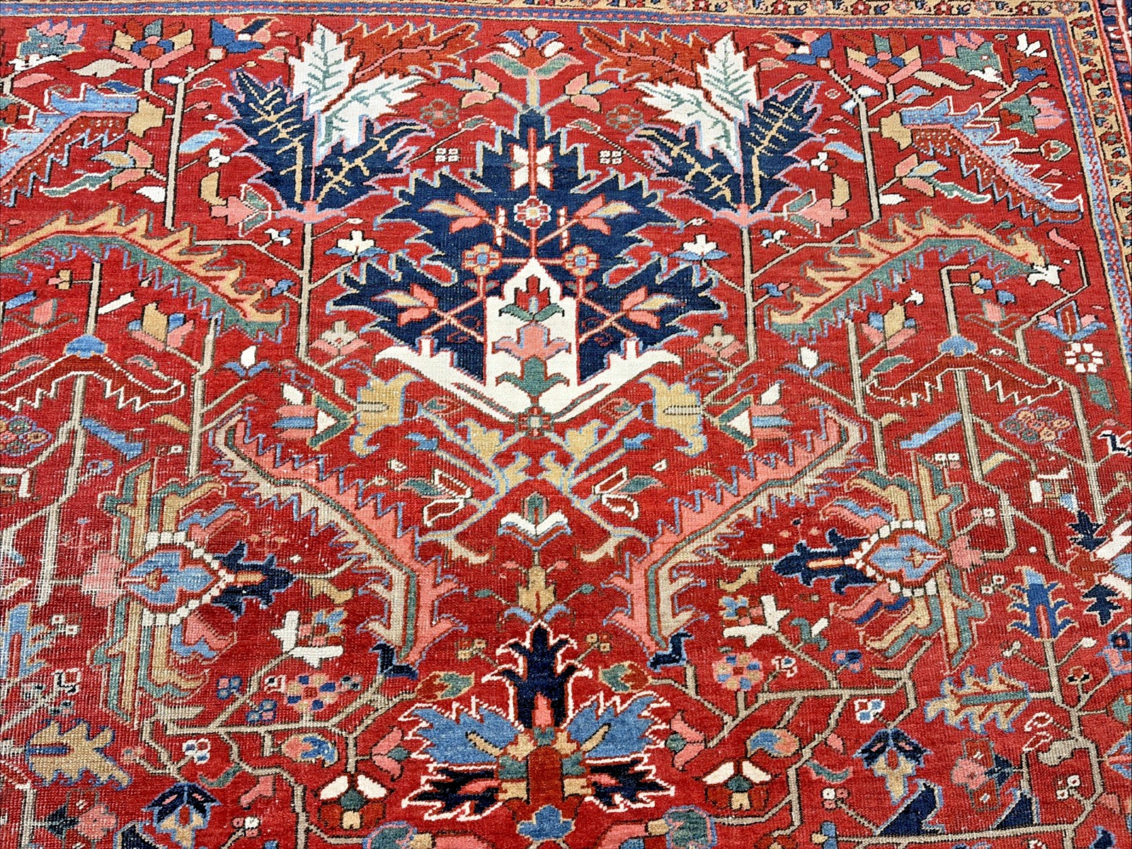 Auth:  Antique Serapi Heriz Rug     DRAGON     Mystical ART      Tomato  9x12 NR