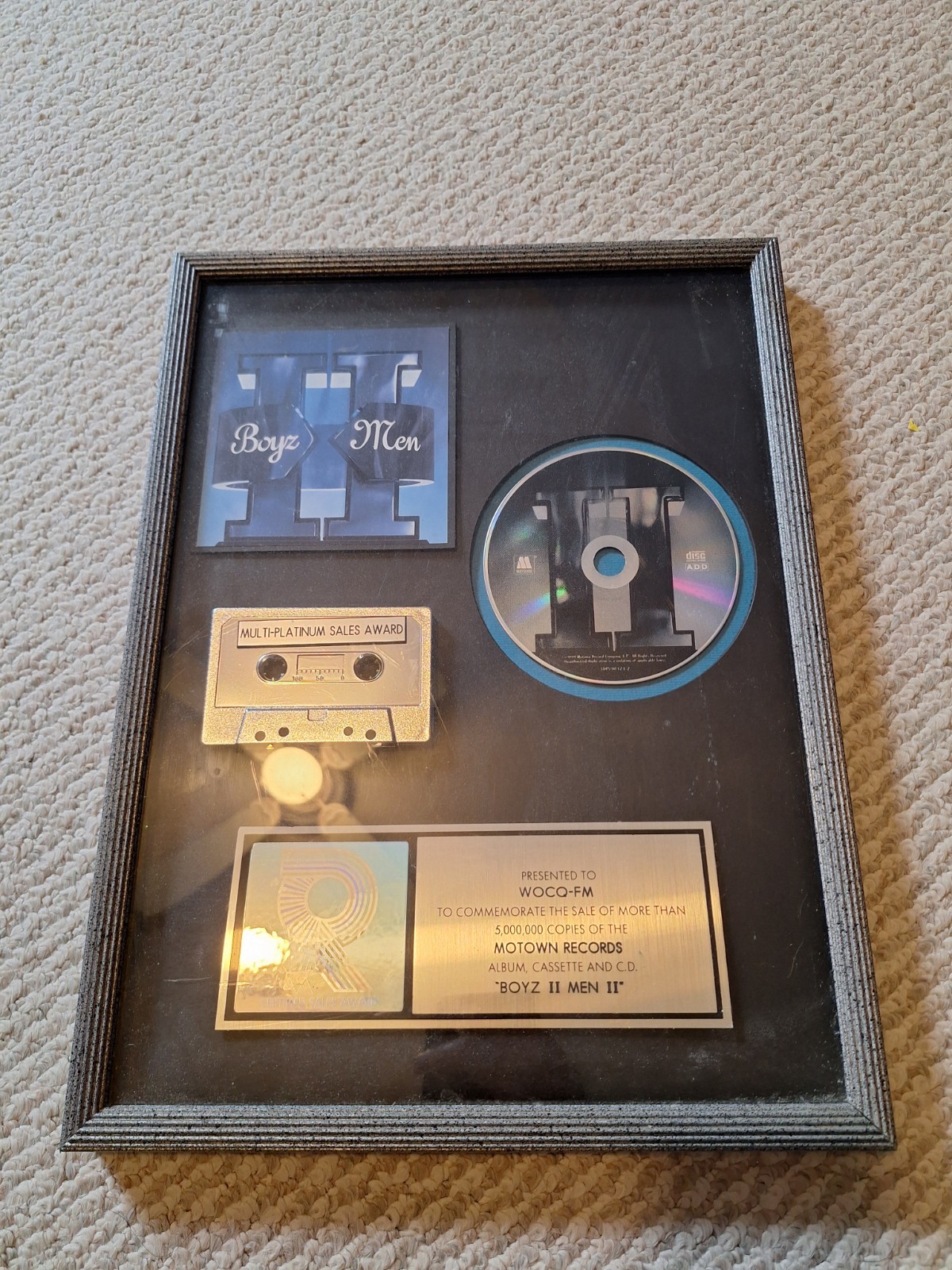 BOYZ II 2 Men II Multi Platinum Certified Sales Award RIAA Motown Records Frame BOYZ II 2 Men II Multi Platinum Certified Sales Award RIAA Motown Records Frame
