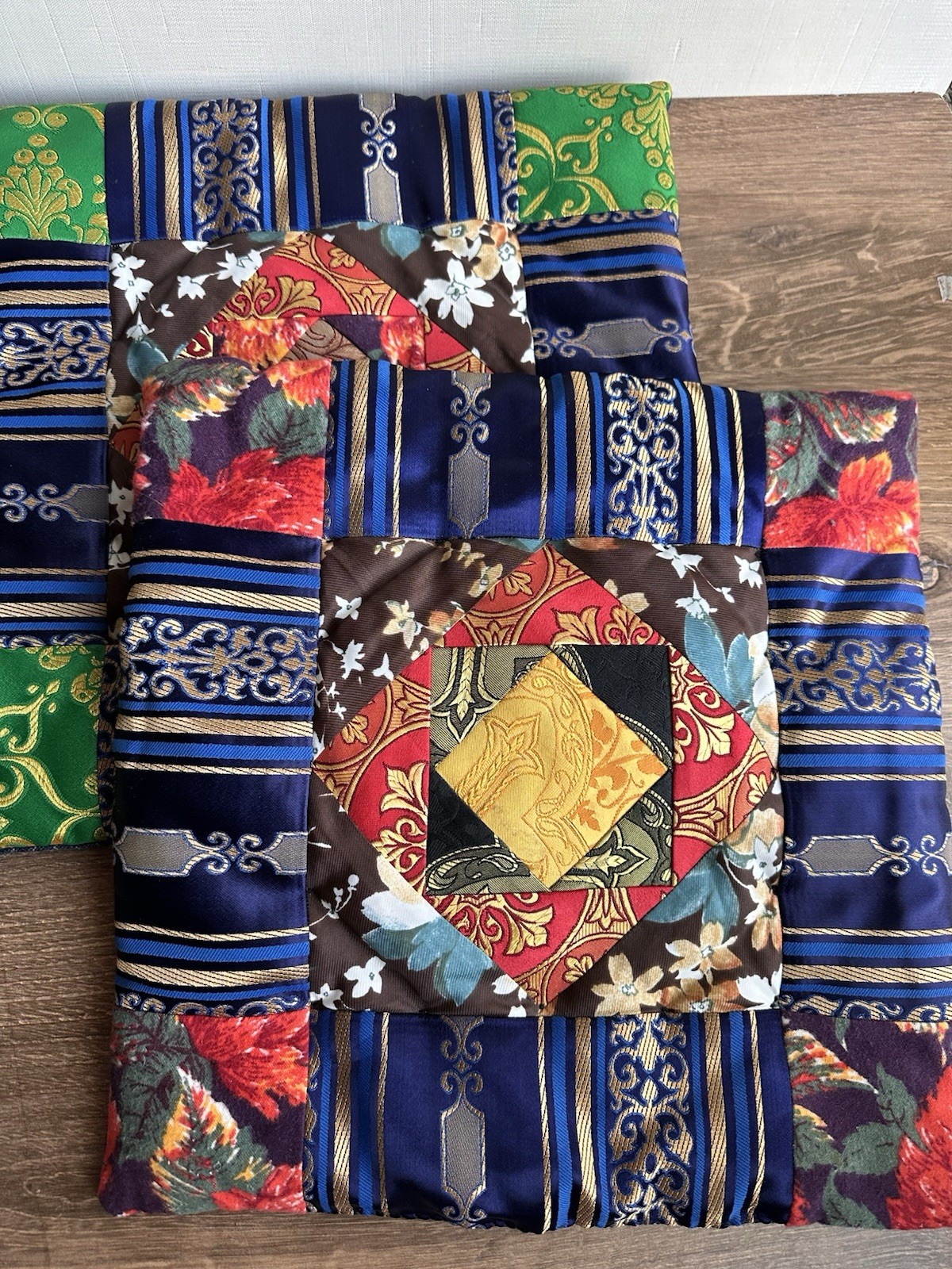 Vintage Russian Old Believer Prayer Mats Podruchnik Patchwork Set of 2