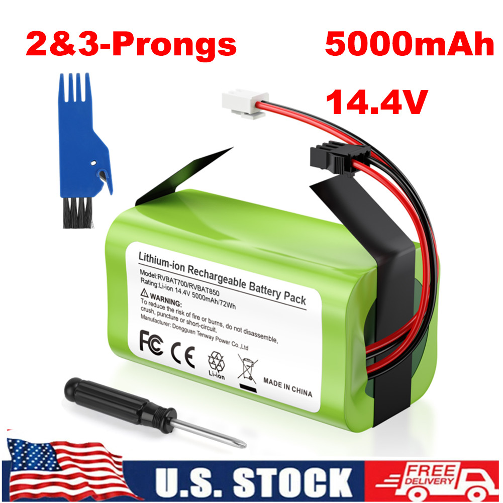14.4V 5000mAh RVBAT700 RVBAT850 Battery For Shark Ion Robot Vacuum 2&3-Prongs US