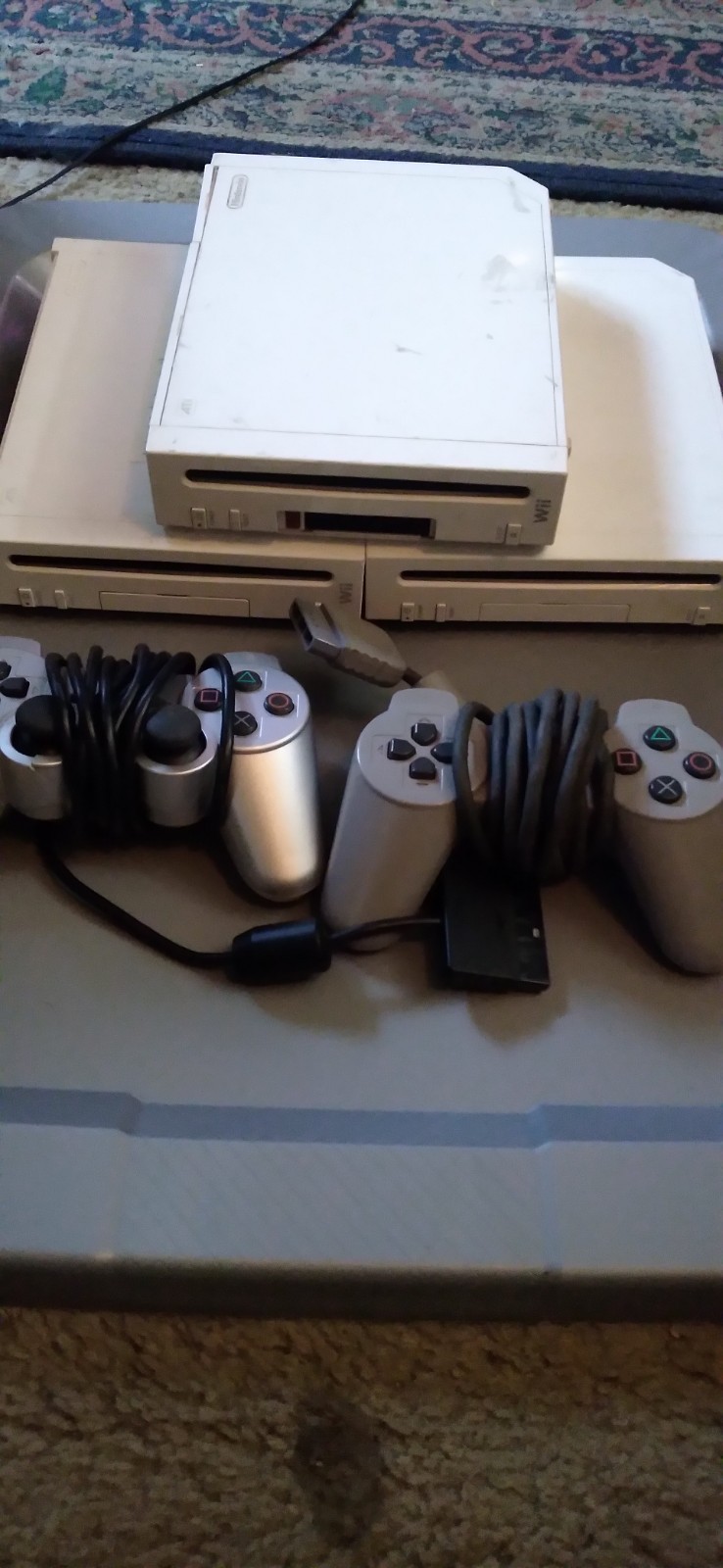 A Lot Of 3 Wii Consoles And 2 PlayStation Controlers,Parts Or Repair 
